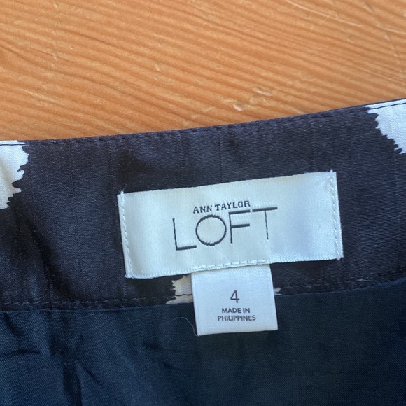Loft Silk Blend Black White Polka Dot Pencil Skirt 4 - Picture 2 of 4
